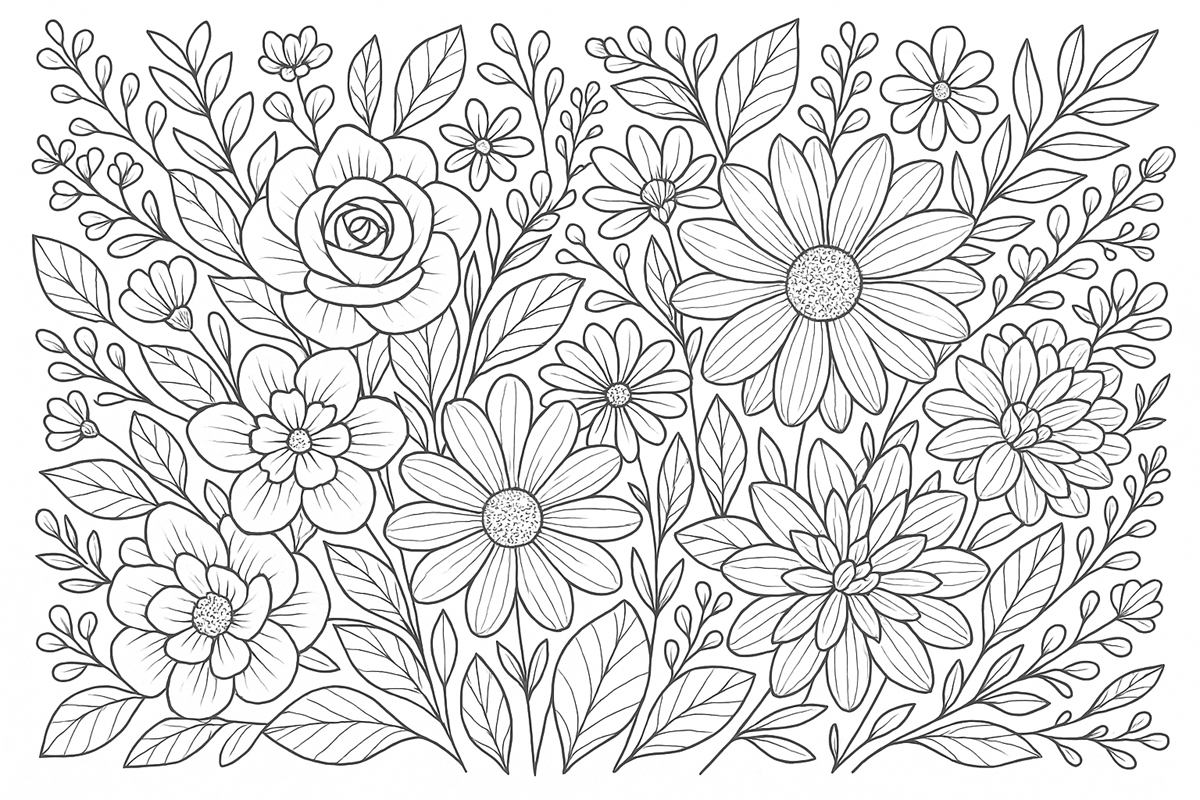 Flowers coloring books