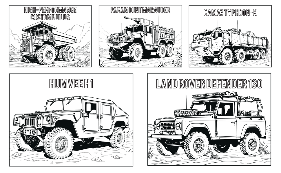 Monster trucks coloring book