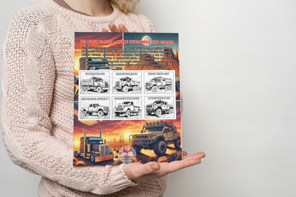 Insane trucks coloring book