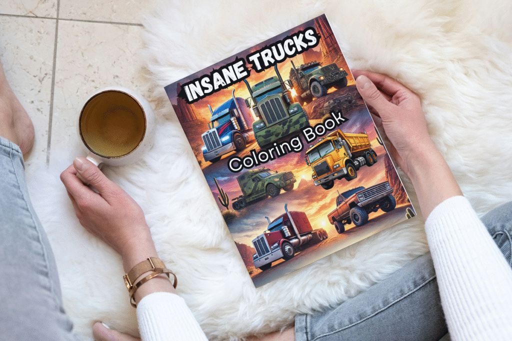 Truck coloring book for adults